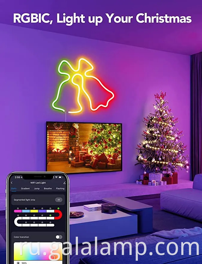 Smart Rgbic Neon Light с Wi -Fi Control для домашнего декора